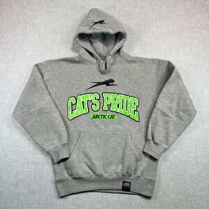 Arctic Cat Cats Pride Hoodie Men Medium Gray Pullover Logo Spell Out Embroidered
